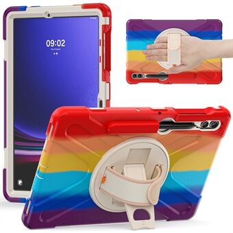 Til Samsung Galaxy Tab S7+ / S8+ / S9+ / S7 FE håndledsrem Tablet-etui Anti-ridse PC+Silikone Stativ Cover