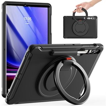 Til Samsung Galaxy Tab S7+ T970 / Tab S7 FE T730 / Tab S8+ X800 / Tab S9+ X810 Case PC+TPU Drejelig Støttefod Tablet Cover med Pennestativ