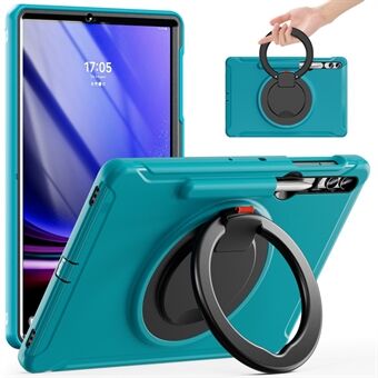 For Samsung Galaxy Tab S7+ T970 / Tab S7 FE T730 / Tab S8+ X800 / Tab S9+ X810 Etui i PC+TPU med roterende stativ og pen-holder til tablet