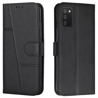 Splash-resistant Multifunction Stitching Lines Design PU Leather Phone Case Mobile Phone Cover Flip Stand Wallet for Samsung Galaxy A03s (166.5 x 75.98 x 9.14mm)