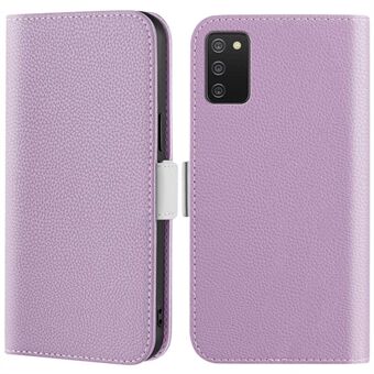 Til Samsung Galaxy A03s (166,5 x 75,98 x 9,14 mm) Anti-scratch Candy Color Wallet Stand Case med Litchi tekstur PU læder. Telefoncoveret er drop-sikkert.