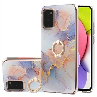 Til Samsung Galaxy A03s (166,5 x 75,98 x 9,14mm) Ring Kickstand Telefon Etui YB IMD Serie-6 Elektroplateret Ramme TPU Etui Ridsefast IMD Bagside Cover