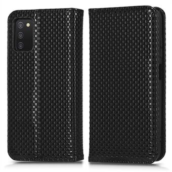 For Samsung Galaxy A03s (166,5 x 75,98 x 9,14 mm) Gitterstruktur PU-læderstander etui Magnetisk autoabsorberende fuld beskyttelse mobiltelefon pung cover