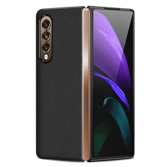 Litchi Texture Ægte Læder Mobiltelefon Cover Cover Shell Protector til Samsung Galaxy Z Fold3 5G