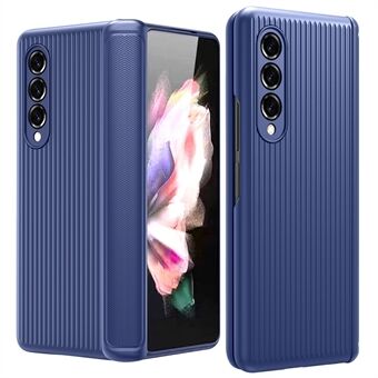 Til Samsung Galaxy Z Fold3 5G Bagagetaske Stribet Design PC + TPU Hængsel Foldetelefonetui med hærdet glas skærmbeskytter