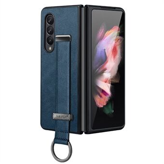 SULADA Fashion Series til Samsung Galaxy Z Fold3 5G/Galaxy W22 5G Kickstand telefontaske Crazy Horse Texture Lædercoated PC-bagcover med håndstrop