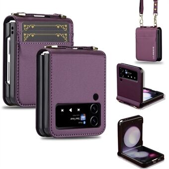 LC.IMEEKE til Samsung Galaxy Z Flip3 5G Etui Læder+PC Telefon Cover med Stropper Kort Slots