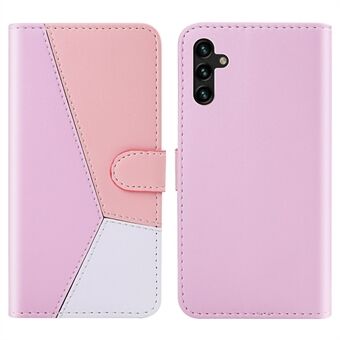 Trefarvet splejsningsdesign PU-læderstativ Stand Telefoncover til Samsung Galaxy A13 5G / A04s 4G (164,7 x 76,7 x 9,1 mm)