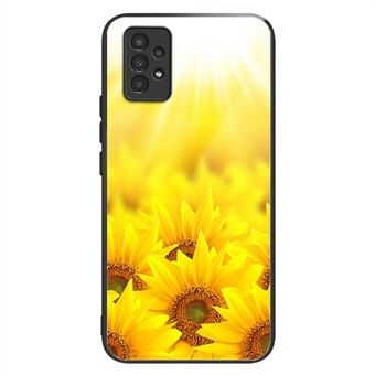 Til Samsung Galaxy A13 4G / 5G solsikkemønster udskrivning telefonetui Anti-drop hærdet glas TPU cover