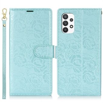 Til Samsung Galaxy A13 4G / 5G Etui med Håndrem Blomsterprägede Læderpung Telefon Cover