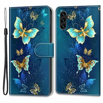 Til Samsung Galaxy A13 5G mønsterudskrivning PU-læderetui Kortholder Stand Cover med rem