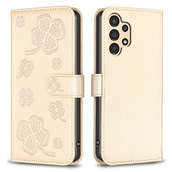 Til Samsung Galaxy A13 5G / A04 4G (164,4 x 76,3 x 9,1 mm) Cover i PU-læder med klovertryk, der fungerer som en pung til telefonen.