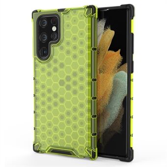 Honeycomb Pattern TPU + PC Hybrid Phone Cover Stødsikkert beskyttelsescover til Samsung Galaxy S22 Ultra 5G