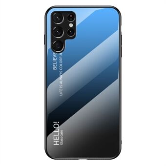Hærdet glas PC-bagpanel + TPU-ramme Hybrid-etui Gradient Color Phone Cover til Samsung Galaxy S22 Ultra 5G