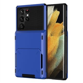 Flip-kortholder Drop-resistent telefonbeskytter TPU + PC Hybrid Phone Case til Samsung Galaxy S22 Ultra 5G