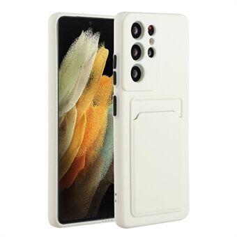 Til Samsung Galaxy S22 Ultra 5G Soft TPU Anti-ridse kamerabeskyttelsescover med kortholder