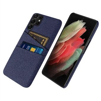 Til Samsung Galaxy S22 Ultra 5G Dual Card Slots Stilfuld kludtekstur Multifunktions mobiltelefon taske Klud + PC telefon beskyttelsescover