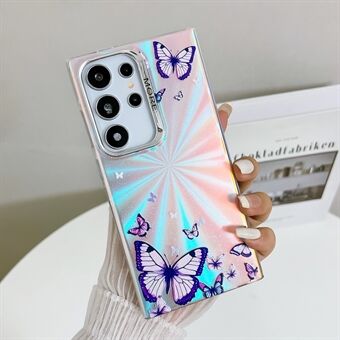 Til Samsung Galaxy S22 Ultra 5G Cover Iridescent Butterfly Design PC+TPU Telefoncover.