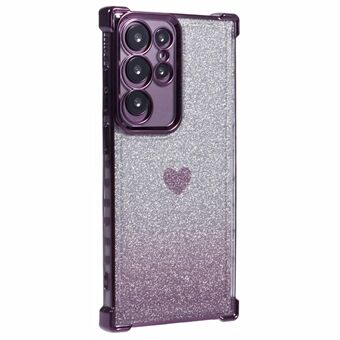 Til Samsung Galaxy S22 Ultra 5G Hjertemønster Telefon Etui TPU Glitrende Pulver Mobiltelefon Cover