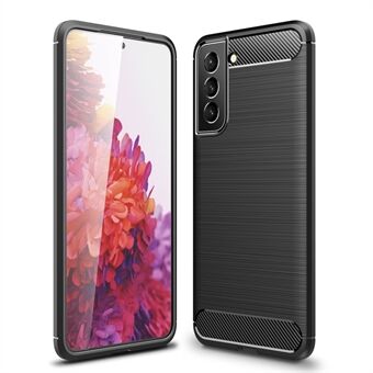 Carbon Fiber Børstet Tekstur Let Slank Ridsefri Fleksibel Blød TPU Telefoncover til Samsung Galaxy S22 5G - Sort