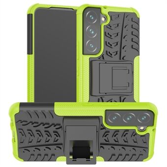 Kickstand Tire Texture Drop-proof knapper Beskyttelse Blød TPU + Hard PC Back Cover Shell til Samsung Galaxy S22 5G