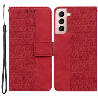 Til Samsung Galaxy S22 5G Folio Flip Stand Wallet Case Geometri Præget PU Læder Mobiltelefon Beskyttende Cover