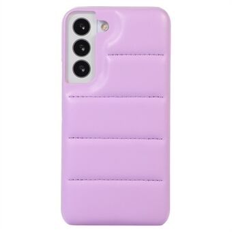 Til Samsung Galaxy S22 5G Down Soft Touch jakke 3D stødsikker bagcover PU læderbelagt pc mobiltelefon taske