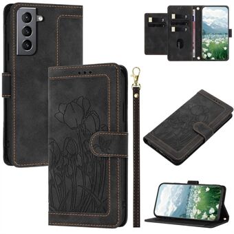 Til Samsung Galaxy S22 5G Etui Tulipan Læder Telefon Cover med 5 Kortpladser Pung