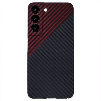 Til Samsung Galaxy S22 5G etui 1500D Grov Tekstur Aramid Fiber Farve-Splejsning Præcis Linsesnit Udvendig Cover - Rød+Sort