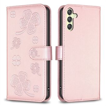 Til Samsung Galaxy S22 5G Wallet Cover i PU Læder med Førstøvet Firkløver Mønster Flip Telefondæksel.