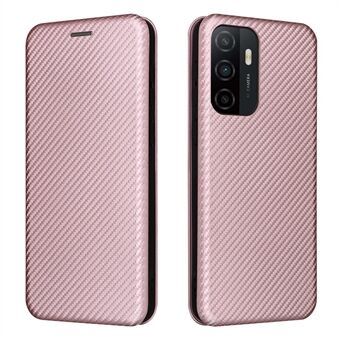 Til Samsung Galaxy A33 5G Magnetisk Autoabsorberet Carbon Fiber Texture Læder Stand Telefon Beskyttende Cover Case med kortplads