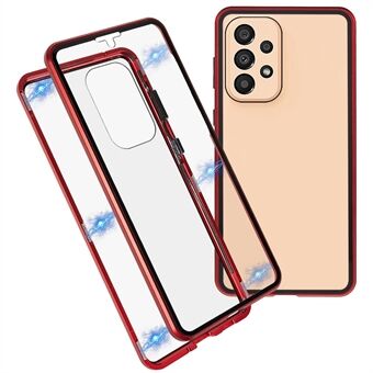 Til Samsung Galaxy A33 5G Anti-ridse metal bumper + dobbeltsidet hærdet glas magnetisk skal 360 graders beskyttende telefoncover