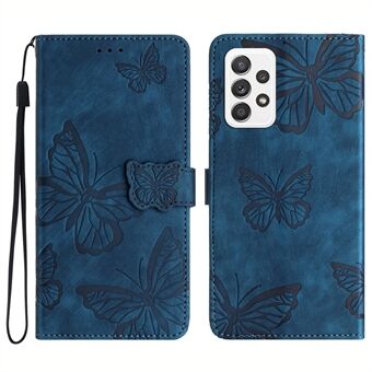 Til Samsung Galaxy A33 5G Skin-Touch telefoncover Butterfly-præget beskyttende læderpung telefoncover