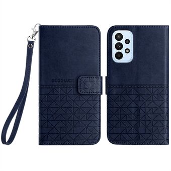 For Samsung Galaxy A33 5G Mikrofiber Læder Telefon Taske Geometrisk præget cover med stativpung