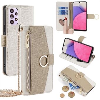 For Samsung Galaxy A33 5G mobiltelefon-etui pung i PU-læder med kæde-skulderrem