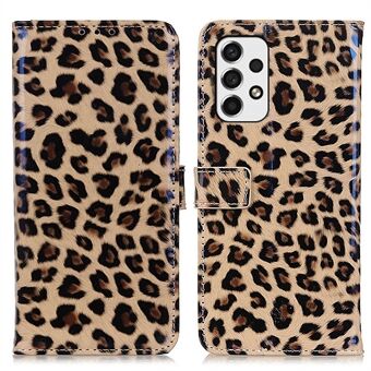 Leopardmønster Design Beskyttende Cover PU- Stand Flip Wallet-telefonetui til Samsung Galaxy A53 5G