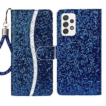 Stilfuldt pungtelefonetui PU-læder, glitrende pulver Handy-rem Ridsefast mobiltelefoncover til Samsung Galaxy A53 5G
