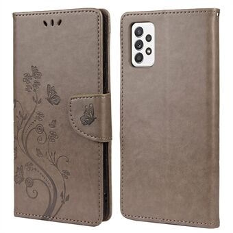 Til Samsung Galaxy A53 5G Butterfly Flower Imprinted Læder Stand Wallet Cover Telefon etui