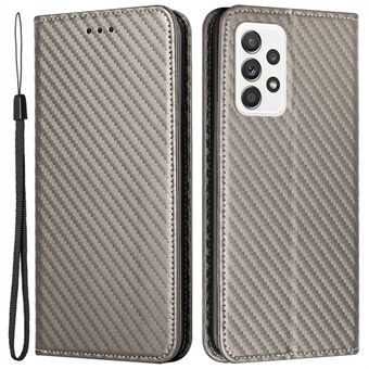 Til Samsung Galaxy A53 5G Carbon Fiber Texture Magnetisk Autoabsorberet PU-læderetui med Stand