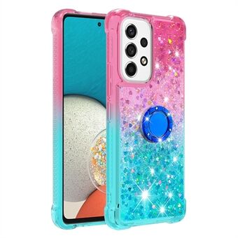 LE3-2 Series Dynamic Quicksand Kickstand TPU Cover Shell Glitrende Pailletter Quicksand Anti-ridse Telefon Beskyttelsesetui til Samsung Galaxy A53 5G