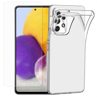 Til Samsung Galaxy A53 5G Soft TPU Clear fleksibelt cover med hærdet glas skærmbeskytter