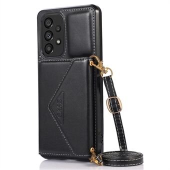 Til Samsung Galaxy A53 5G-kortholder Kickstand Telefon-etui Læderbelagt TPU-bagcover med skulderrem