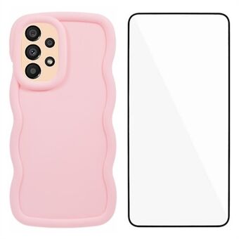 WANLONFENG XL-serie til Samsung Galaxy A53 5G Etui Wave Edge TPU Cover med Hærdet Glas Film