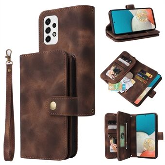 Multifunktionelt telefoncover til Samsung Galaxy A53 5G, læder lynlås lomme Flip Wallet Cover med stropper