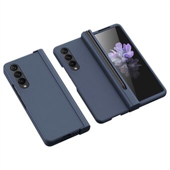 Til Samsung Galaxy Z Fold4 5G Pen Slot Sidehængslet Foldetelefonetui Gummibelagt hårdt pc-cover med skærmbeskytter af hærdet glas