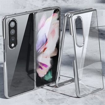 Til Samsung Galaxy Z Fold4 5G-etui, elektroplateret metalramme + hærdet glas antidrop-telefoncover.