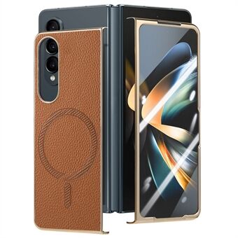 Til Samsung Galaxy Z Fold4 5G Magnetisk Etui Læder+TPU Telefondæksel med Skærmfilm