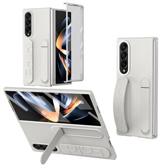 Til Samsung Galaxy Z Fold4 5G Cover Kickstand Håndledsrem PC Telefon Cover med Hærdet Glas Film