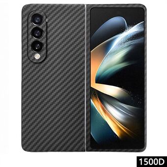 Til Samsung Galaxy Z Fold4 5G etui 1500D grov tekstur aramid fiber anti-ridse smartphone cover (præcis linseudskæring) - Sort.