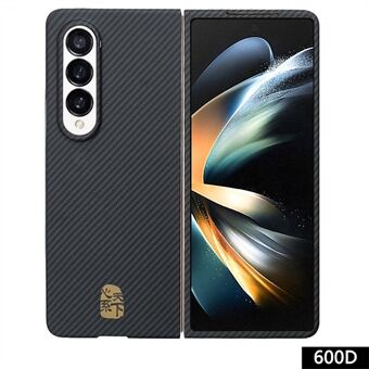 Til Samsung Galaxy Z Fold4 5G-etui aramidfiber 600D fint tekstureret smartphone-cover (stor baglinseshul) - Guld kinesisk tegn